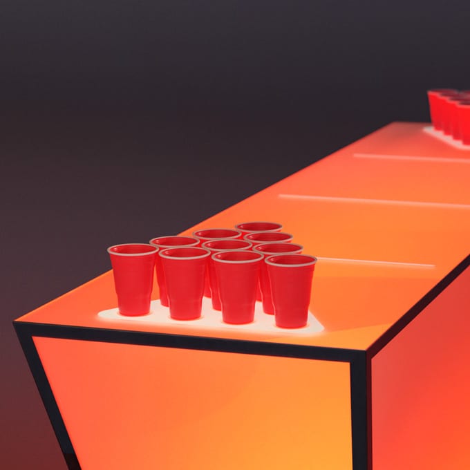 Beer pong bord med lys en del af Fun Battle